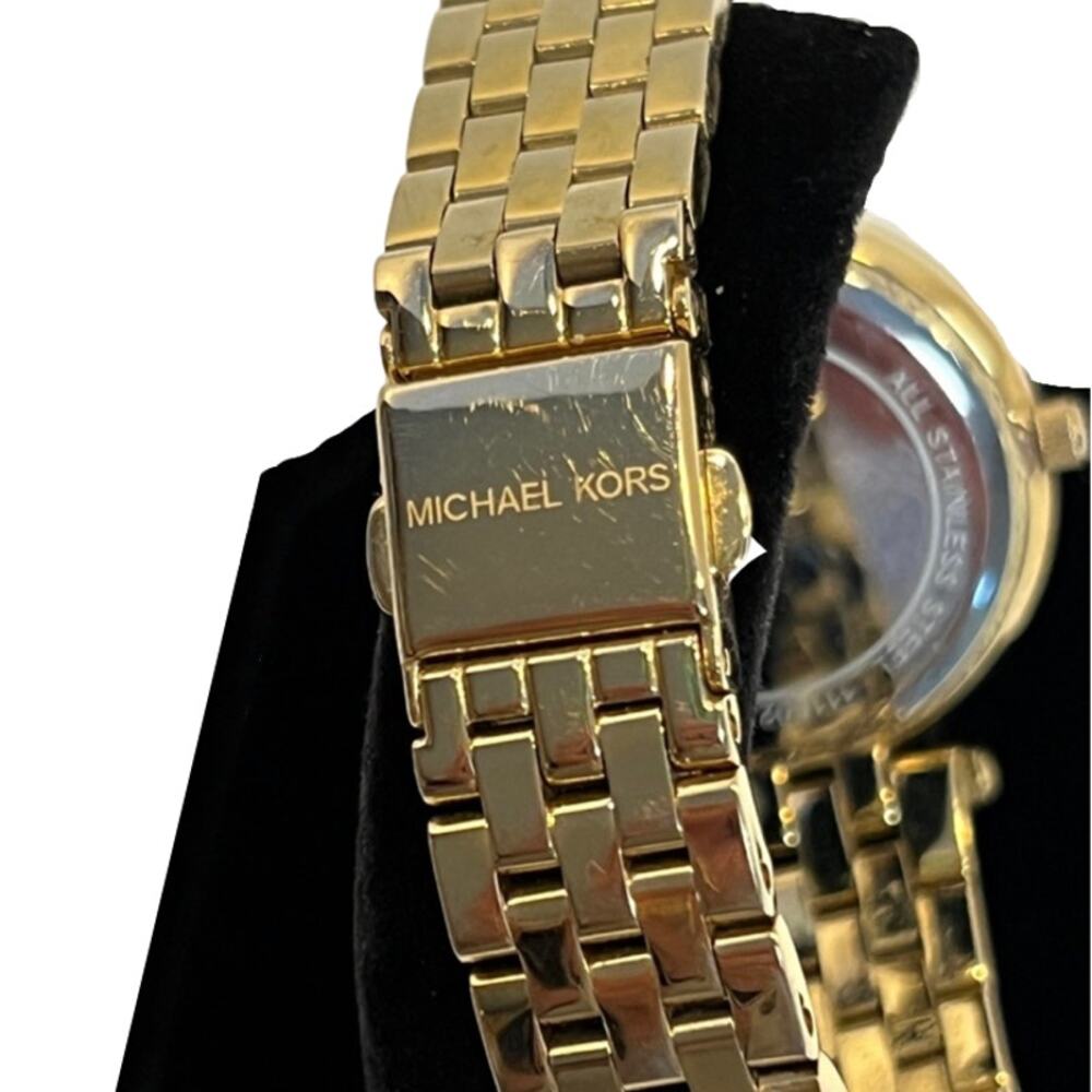 Michael Kors Mini Darci Watch Gold-Tone Glitz Stainless Steel Analog Crystal - Picture 4 of 6